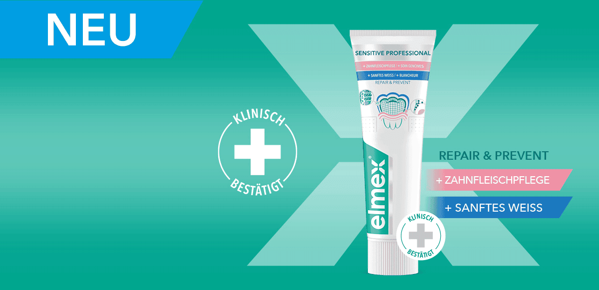 Schutz anhalten mit elmex Sensitive + Zahnfleischpflege
