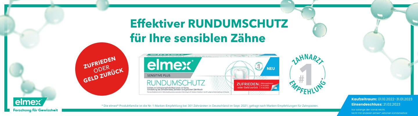 elmex SENSITIVE PLUS Rundumschutz Zahncreme - GRATIS TESTEN dank GELD-ZURÜCK-AKTION