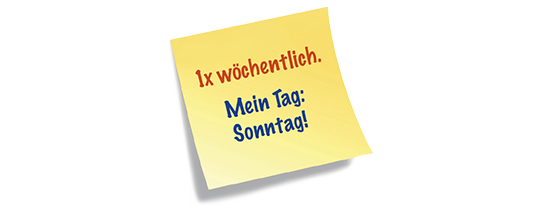 1x wöchentlich 